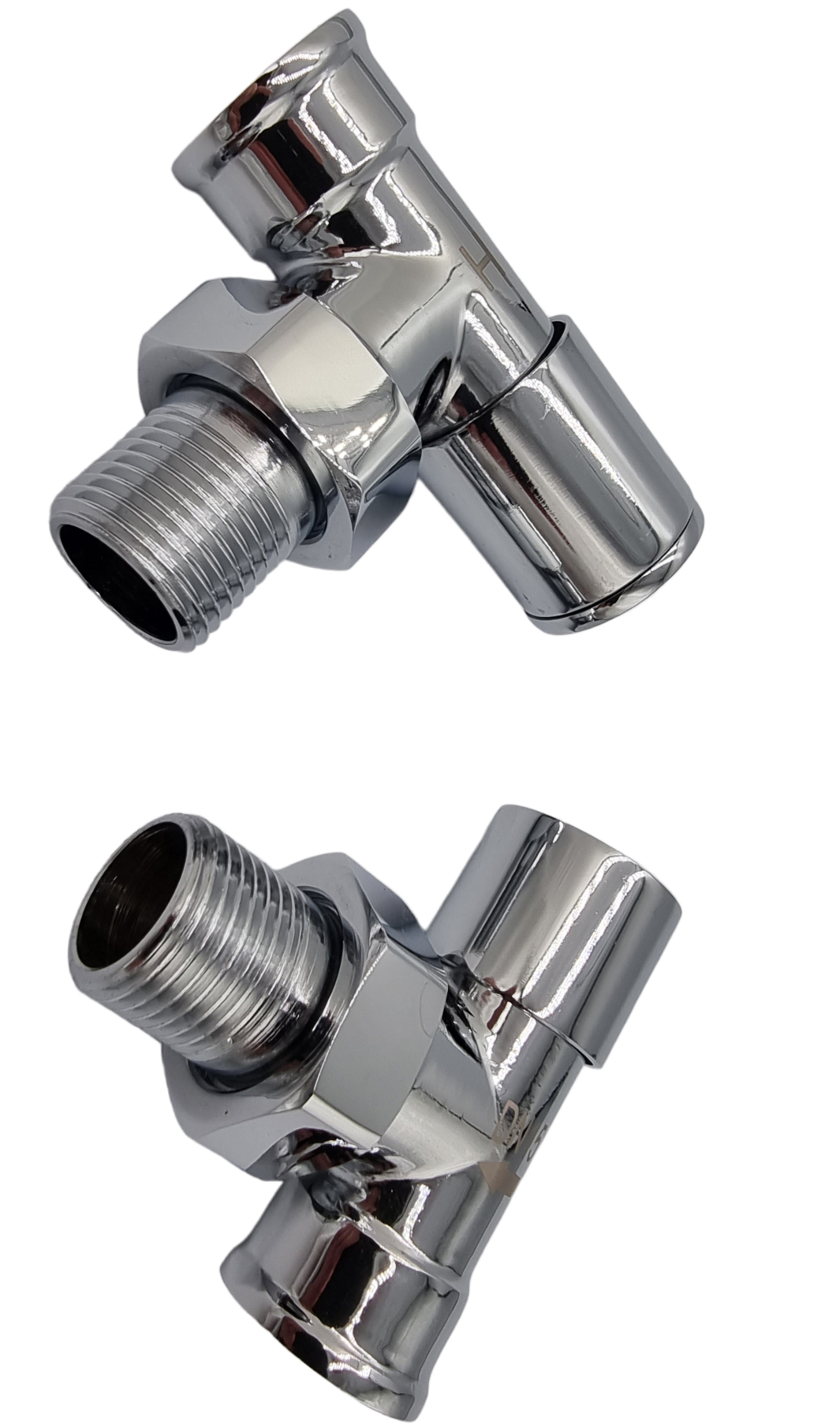 Zestaw zaworów grzejnikowych zasilający i odcinający 1/2" kątowy, chrom