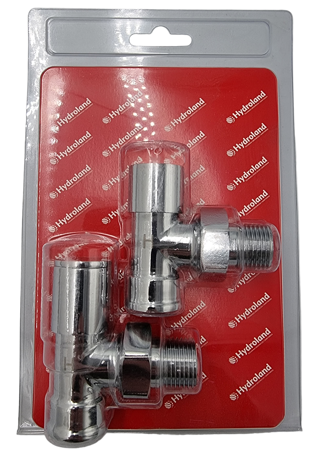 Zestaw zaworów grzejnikowych zasilający i odcinający 1/2" kątowy, chrom