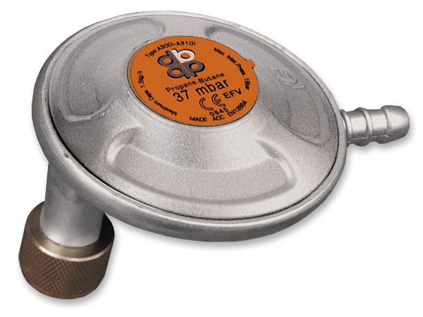 Reduktor gazowy kątowy 37 MBAR na butlę turystyczną GW 3/8", 1,5kg/h na wąż 9-10mm