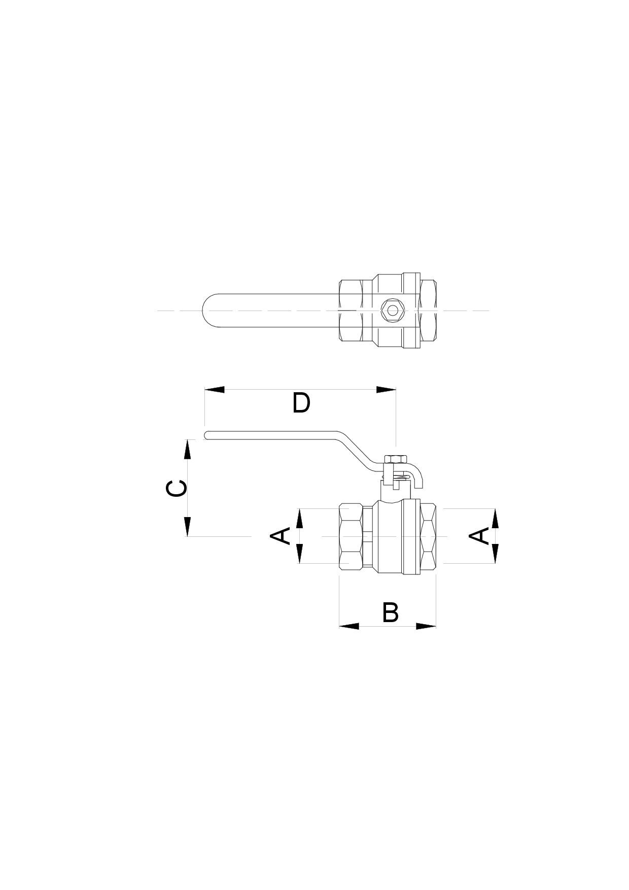 Zawór kulowy z rączką i dławikiem nakrętno- nakrętny