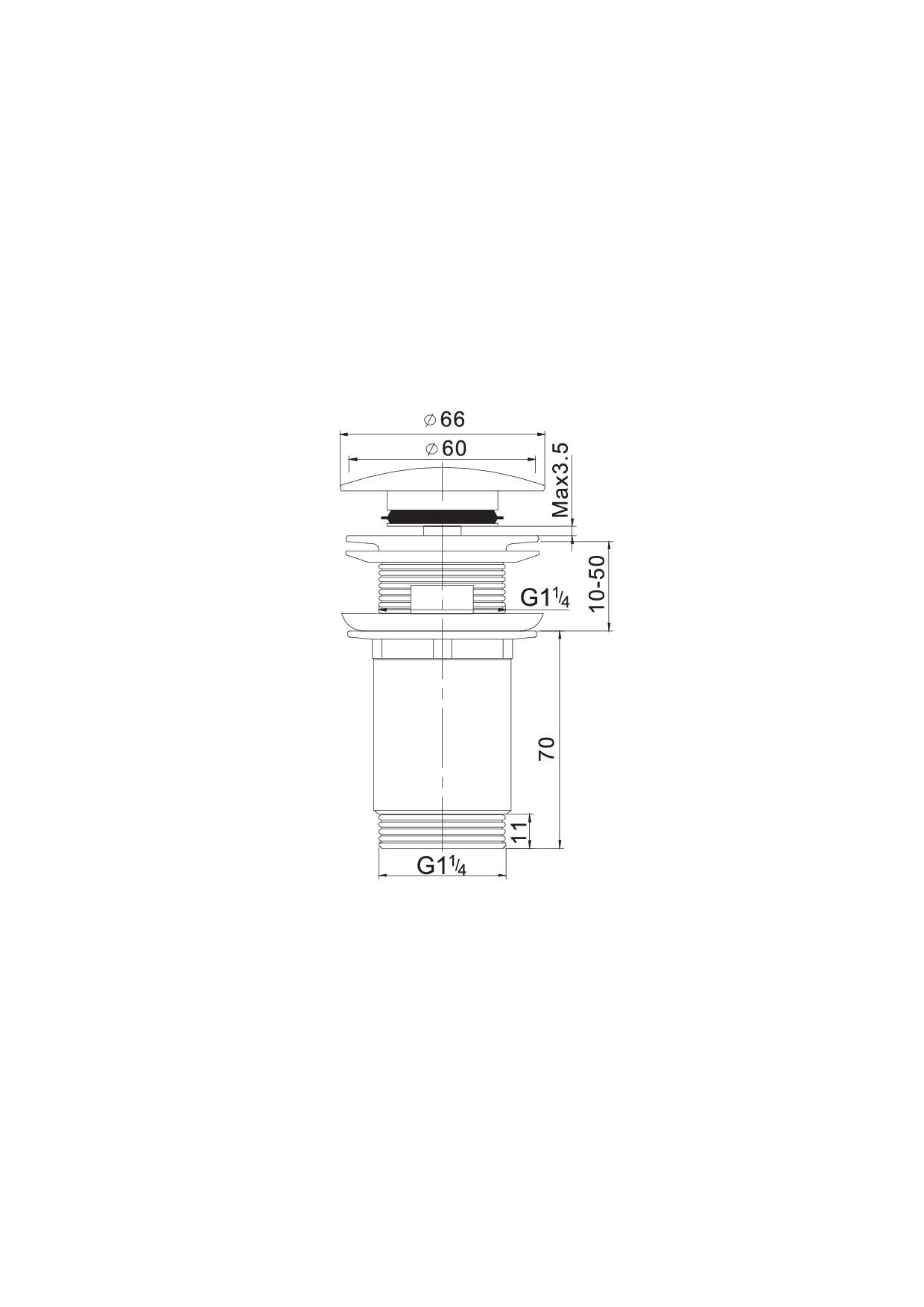 Korek spustowy klik-klak 5/4 duży z tuleją