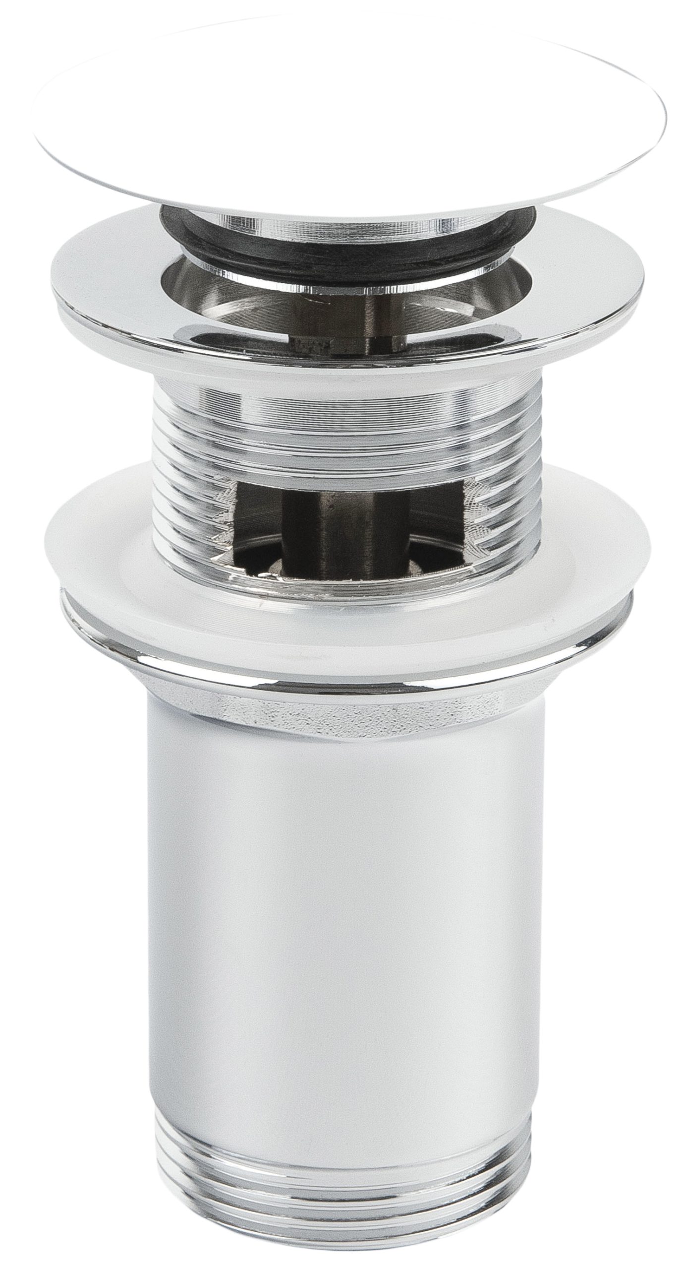 Korek spustowy klik-klak duży 5/4" z tuleją i przelewem, ceramiczny, biały