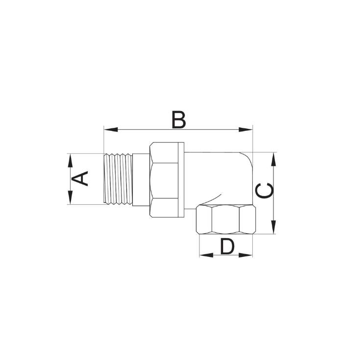 Śrubunek mosiężny kątowy wmocniony bez oringu Tytan