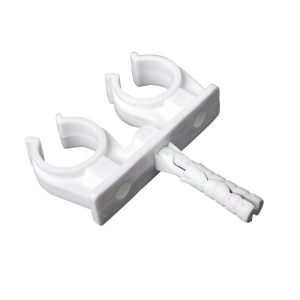 Uchwyt do rur podwójny ze śrubą i kołkiem