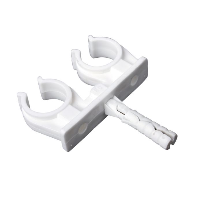 Uchwyt do rur podwójny ze śrubą i kołkiem