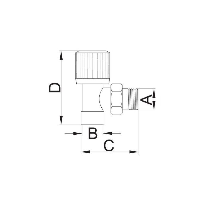 Zawór grzejnikowy do wlutowania kątowy 15x1/2"