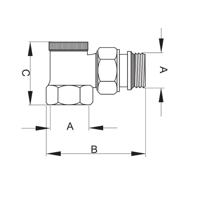 Zawór grzejnikowy odcinający kątowy z dodatkowym uszczelnieniem 1/2"