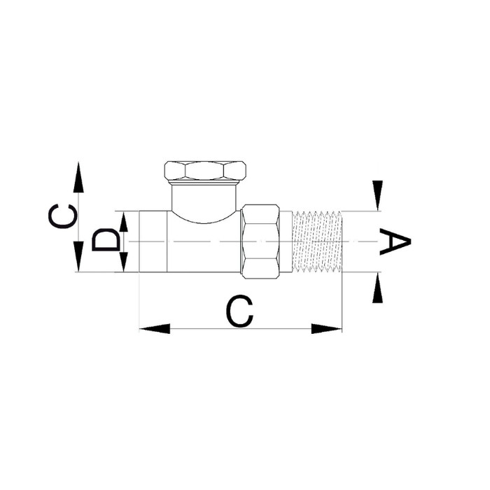 Zawór grzejnikowy odcinjący do wlutowania prosty 15x1/2"