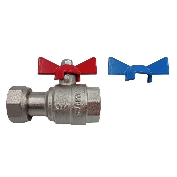 Zawór kulowy prosty z półśrubunkiem i dławikiem do kotła