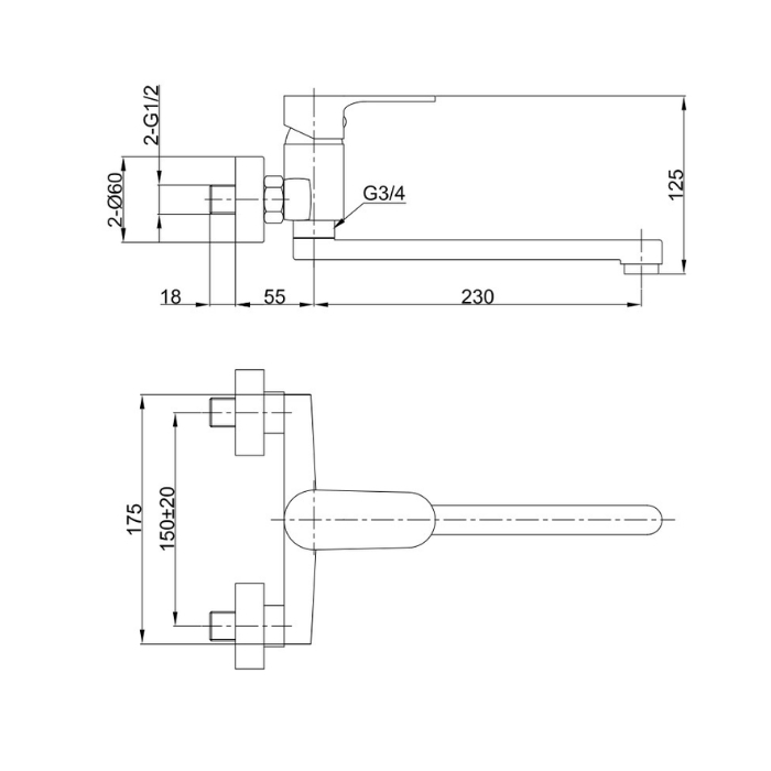 Nero bateria zlewozmywakowa ścienna