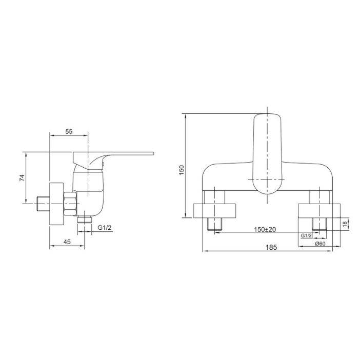 Senja bateria natryskowa ścienna bez natrysku