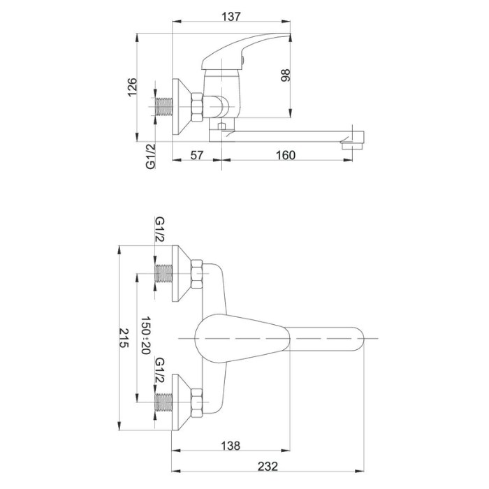 Nano bateria umywalkowa ścienna