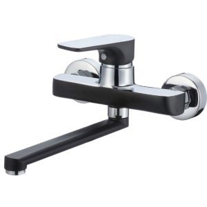 Bateria zlewozmywakowa ścienna SENJA CZARNY CHROM