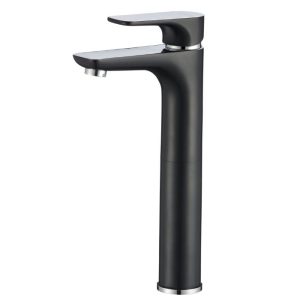 Bateria umywalkowa stojąca wysoka bez korka SENJA CZARNY CHROM