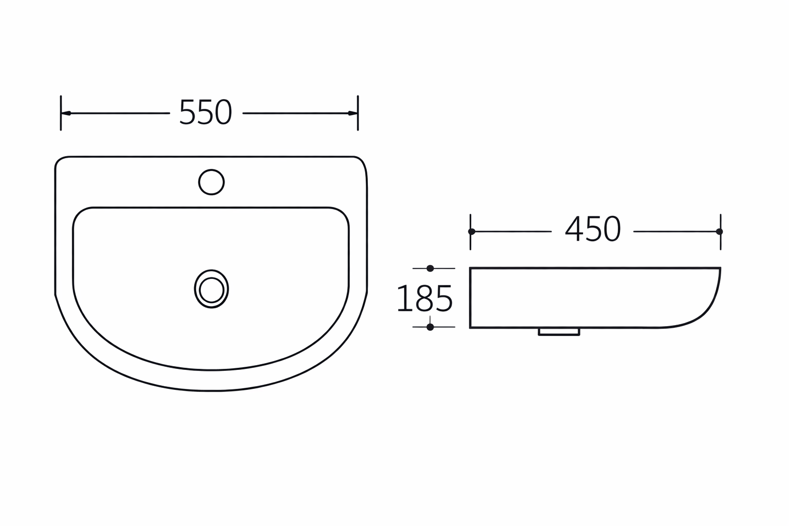 Umywalka ścienna NEO 55X45X18,5